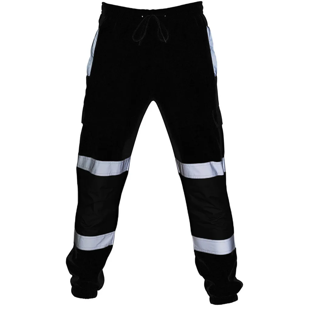 Men Road Work High Visibility Overalls Casual Pocket  Work Casual Trouser Pants