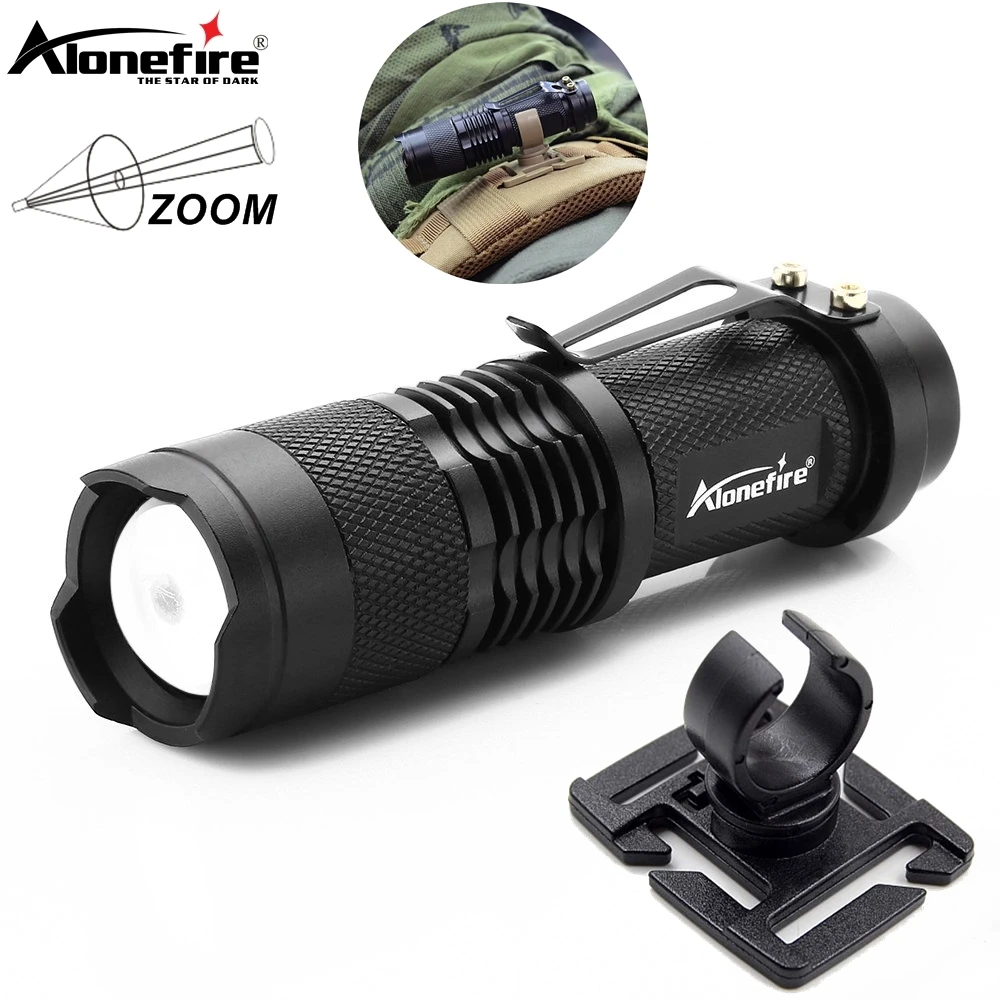 LC-10+SK68 Zoom-Taschenlampe mit Drehbarem U-Ring, Arbeitsrucksacklampe, Outdoor-Wander- und Kletterlicht-Halterung, Taschenlampenhalter mit Schulterband-Clip
