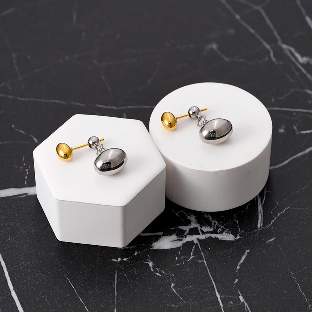 

ENFASHION Aretes De Mujer Two Tone Stud Earrings For Women's Stainless steel 18K Plated Gold High Street Fashion Jewelry E251837