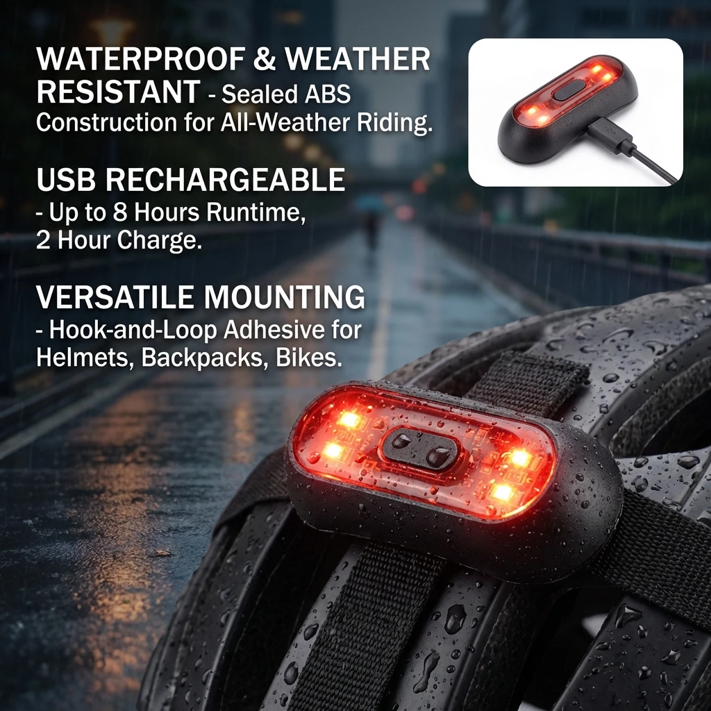 Luces Para Casco Bike Taillight Motorcycle Bicycle Helmet Safety Signal Warning Rear Lamp Waterproof Moto Helmet LED Light