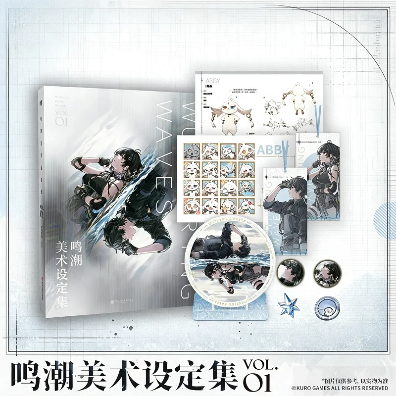 Wuthering Waves Official Artbook Vol.01 Game Art Setting Collection Book With Acrylic Stand, Badges, Bookmark & Postcard Set