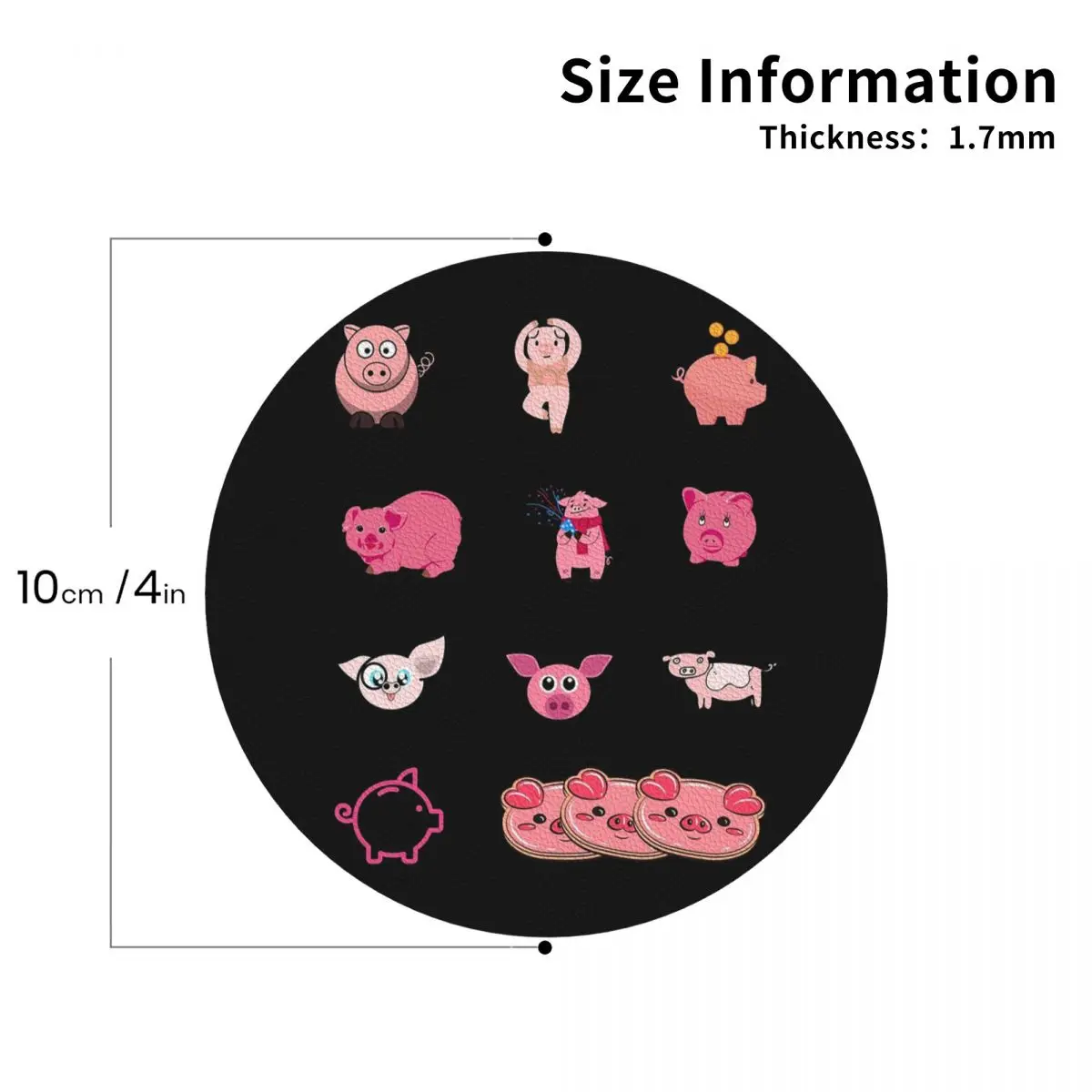National Pig Day Sticker Pack Coasters PVC Leather Placemats Non-slip Coffee Mats for Decor Kitchen Dining Pads Set of 6
