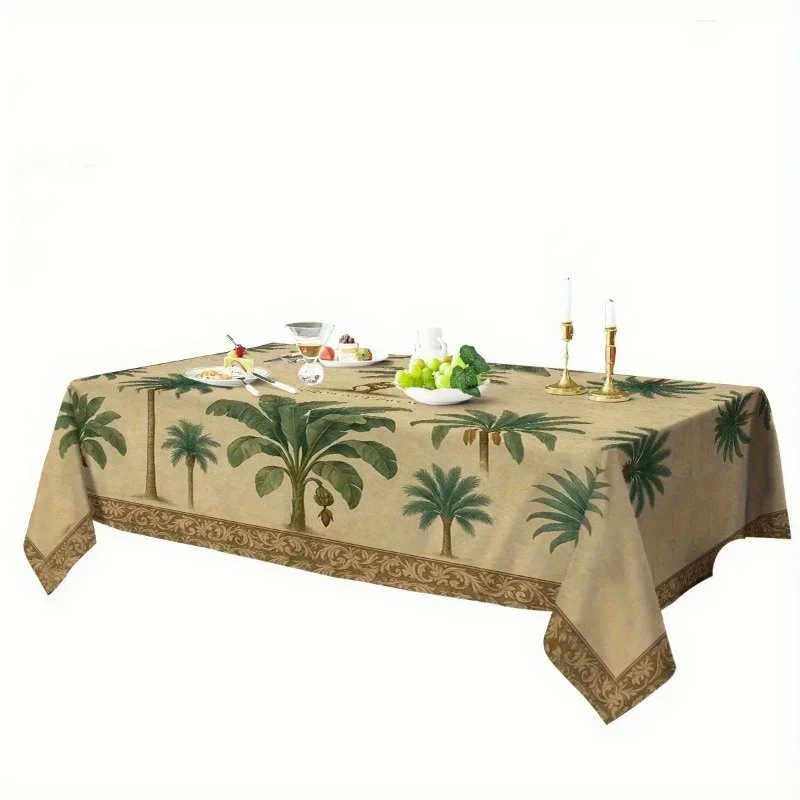 1pc Handmade rectangular tablecloth - Tropical palm tree vintage plant pattern design, yzb