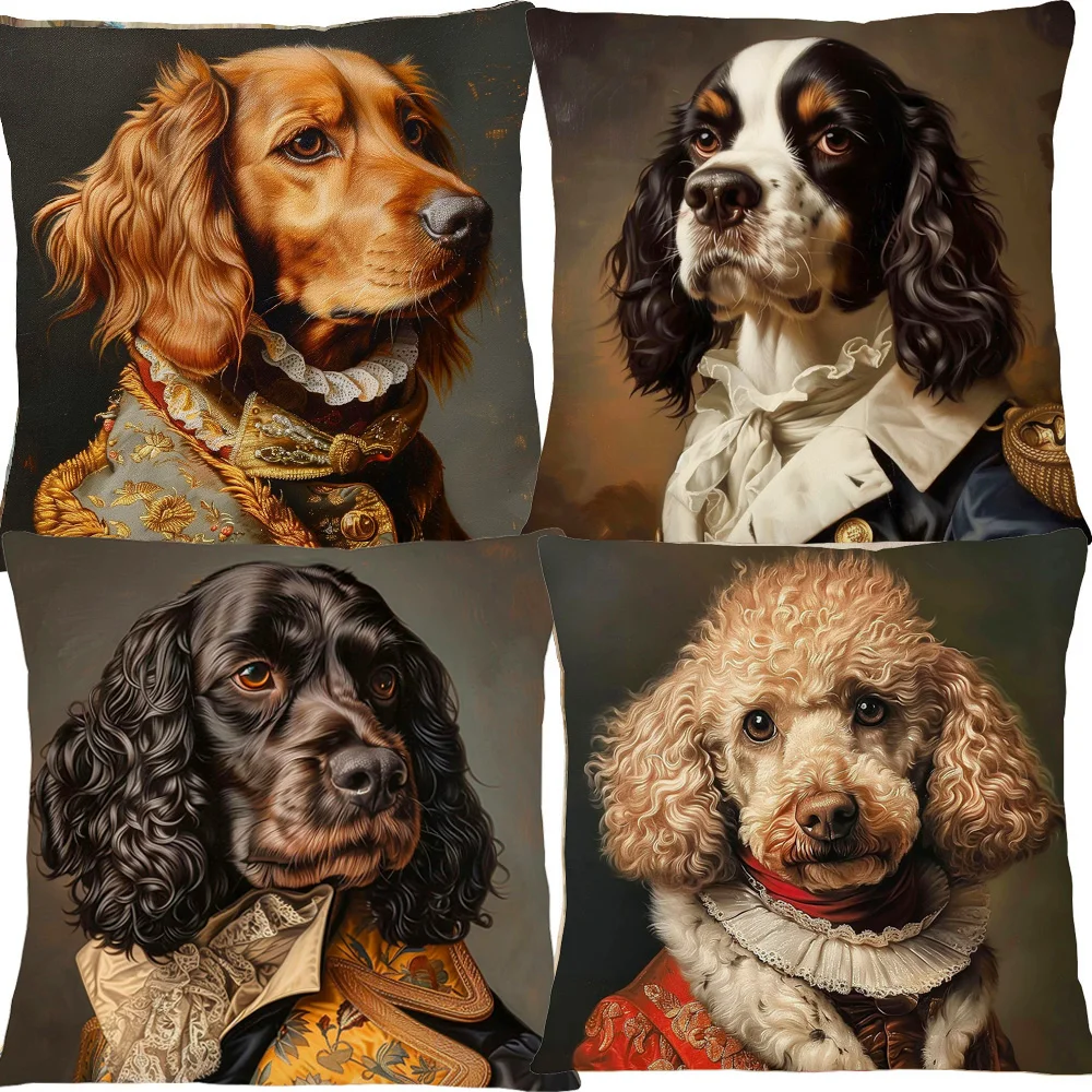 Funda de cojín victoriana renacentista con estampado de animales reales, cebra, leopardo y león, para perros Springer Spaniel e Irish Setter