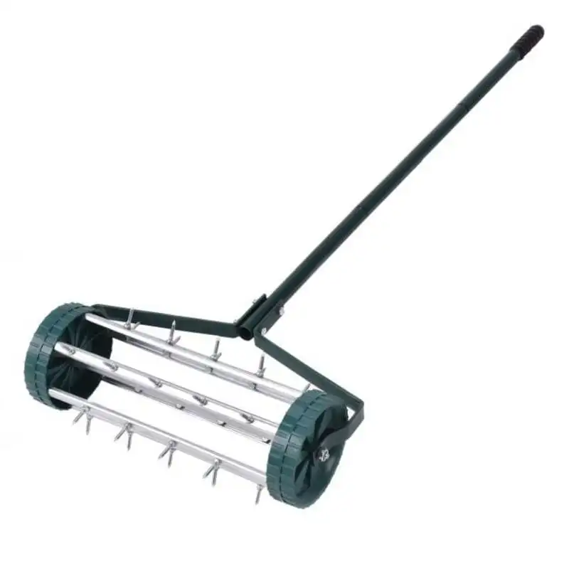 

18 Inch Rolling Lawn Aerator with Anti-slip Handle and Tine Spikes