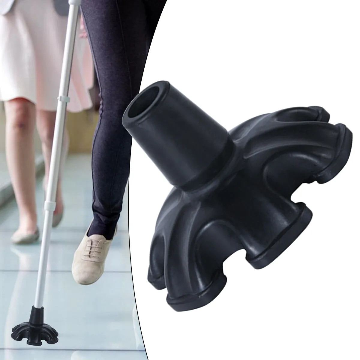 Cane Tip Tripod Non-slip Rubber 19mm Crutch Tip For Walking Stick Column Design