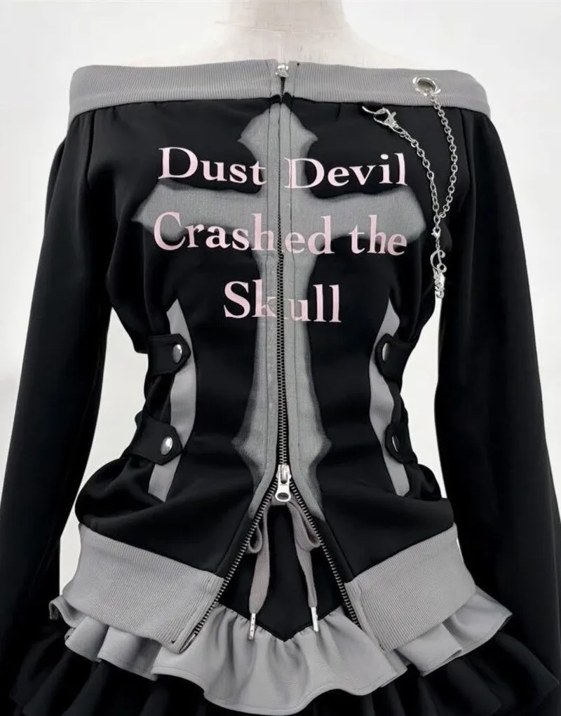 Y2k Outfits Japanese New Harajuku Subculture Mass-produced Two-piece Set Off The Shoulder Top Cake Skirt Set for Women