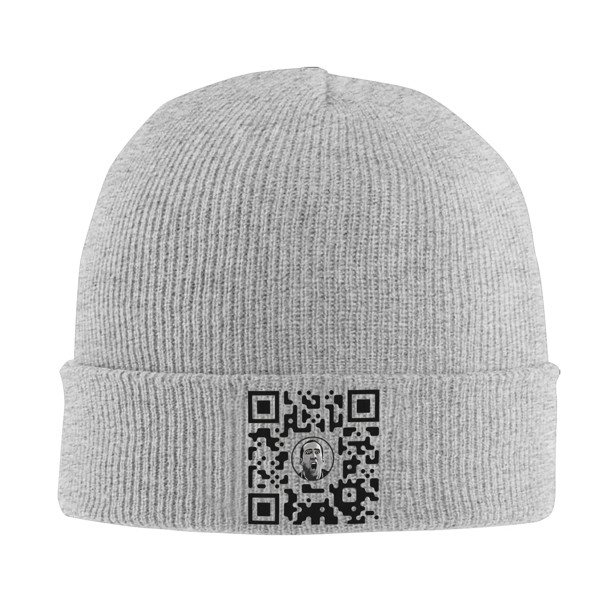 Nicolas Cage Bar Code Hat Autumn Winter Beanies Ski  Cap Men Women Acrylic Skullcap