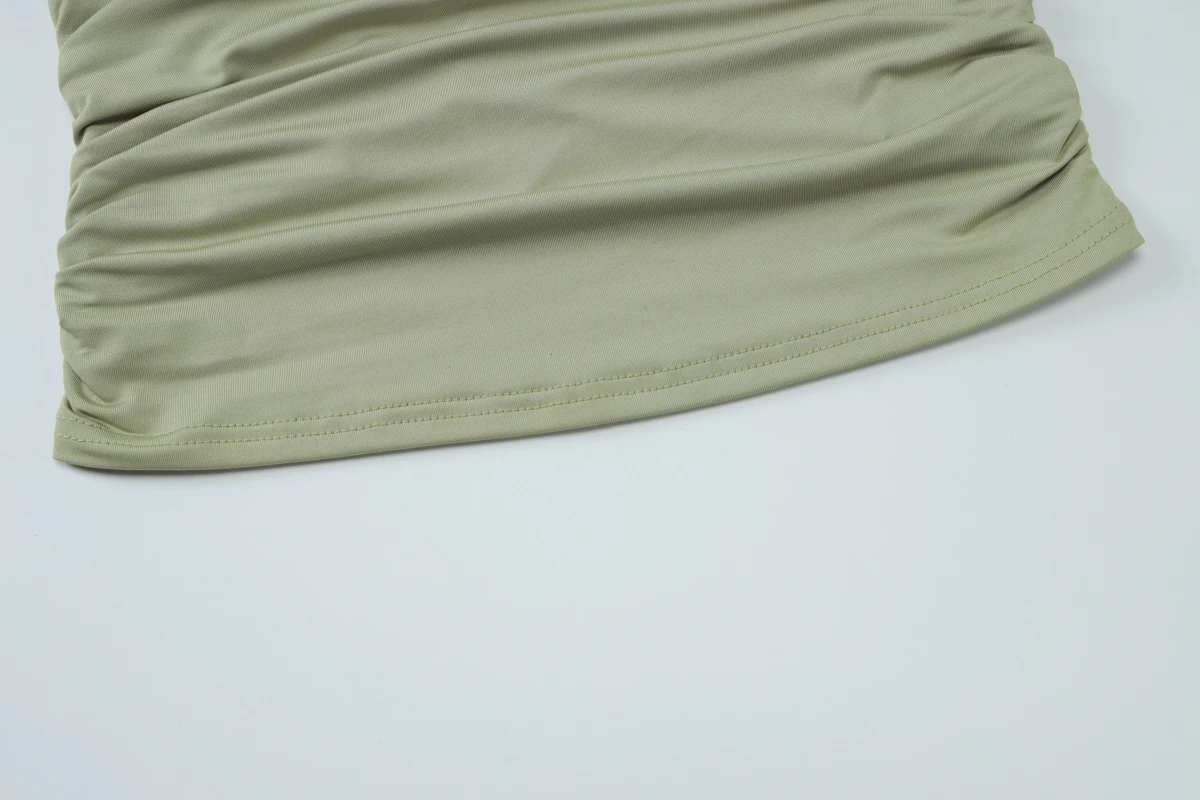 Hugcitar Modisches T-Shirt mit schrägem Kragen, kurzen Ärmeln, einfarbig, sexy, eng anliegend, kurz geschnitten, Damenkleidung, Streetwear, Party, Festival, T-Shirts – Detail 8