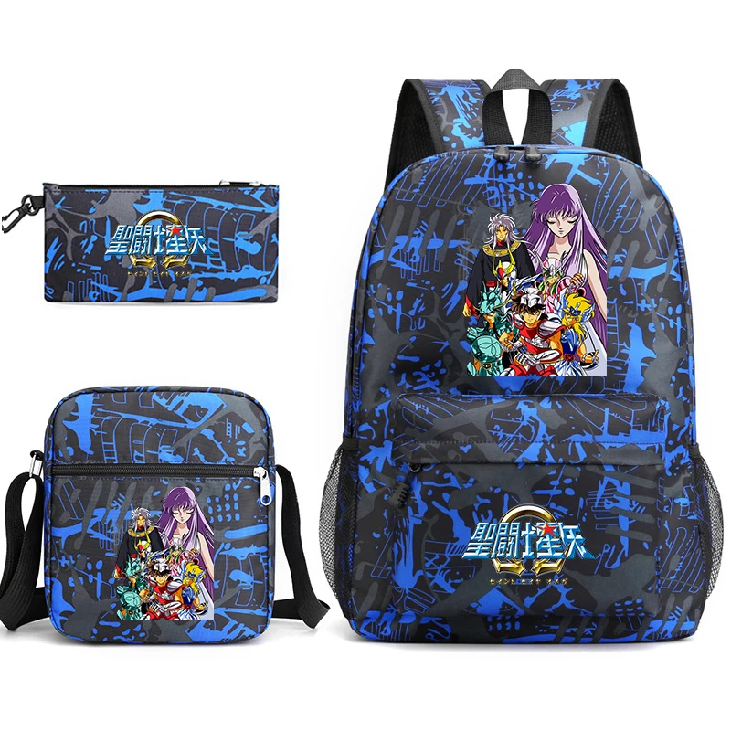 

Saint Seiya Anime Print School Backpack Set Shoulder Bag Pencil Case for Teens Kids Daypack Lightweight