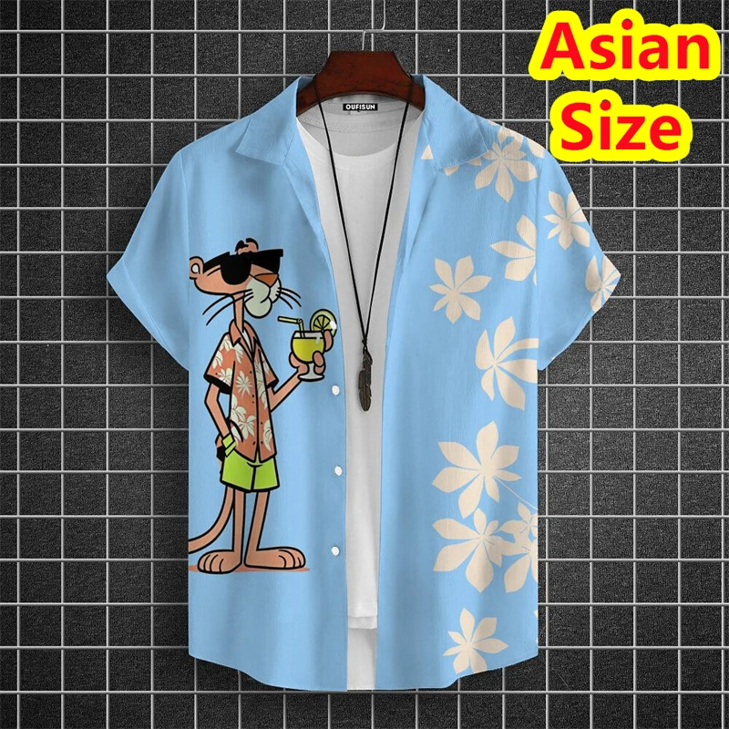 Nouveaux hommes chemises décontracté revers dessin animé tigre imprimé chemises été bord de mer vacances Style hauts Y2k vêtements hommes chemises de luxe concepteur