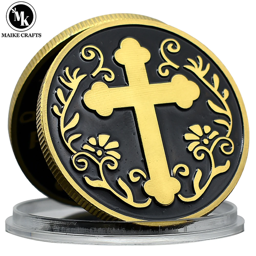 

Christ's Servant Commemorative Coin Gold Plated Metal Cross Lucky Coin Collection Easter Gift