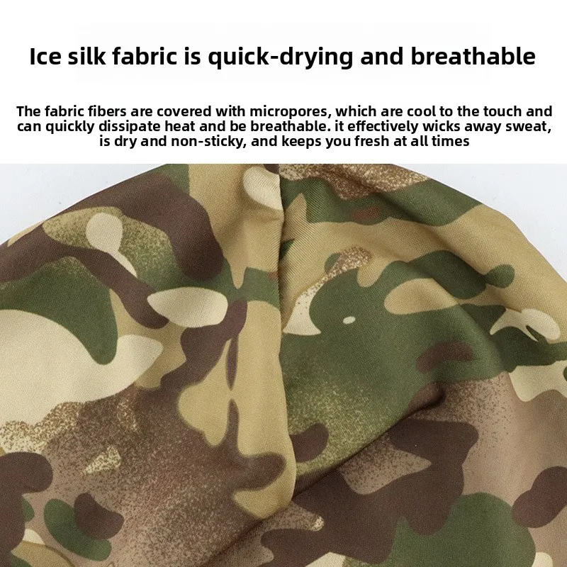 Camouflage Ice Silk Cycling Cap Summer Men Motorcycle Helmet Headgear Sunscreen Breathable Windproof Helmet Lining Quick Dry