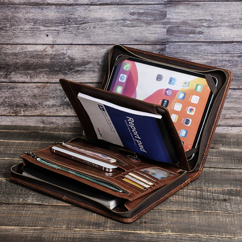 New Luxury Genuine Leather Airtag Tablet Cover For iPad Pro11 Bussiness  Anti-lost Airtag Case Bag For Samsung Tab 10.1-11 Inch