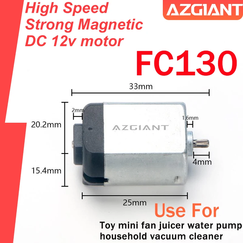

Azgiant FC130 Микромотор постоянного тока 33 мм 12000PRM Переднее вращение Электронные аксессуары DIY Мощная игрушка мини-вентилятор соковыжималка водяной насос