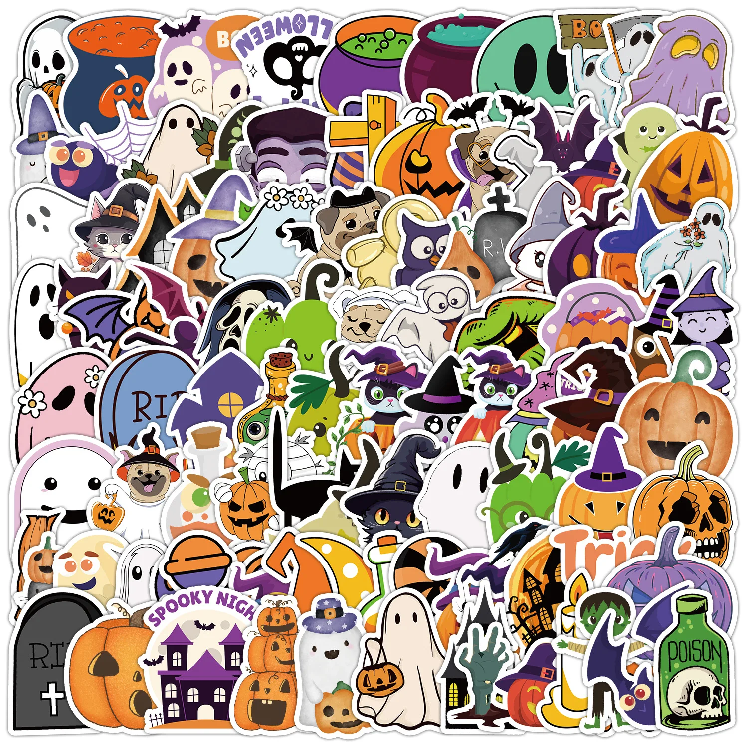 

10/30/50/100PCS Cartoon Halloween Stickers Cute Graffiti Waterproof Decals Kids Toy DIY Water Cup Computer Luggage Sticker