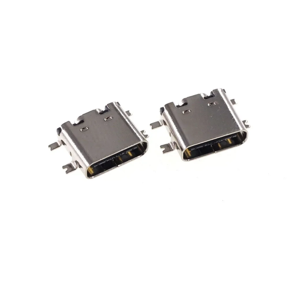 5 Pcs USB 3.1 Type C Connector 16 Pins Female Socket Receptacle Surface Mount Right Angle PCB Board Guide Shield USB-C