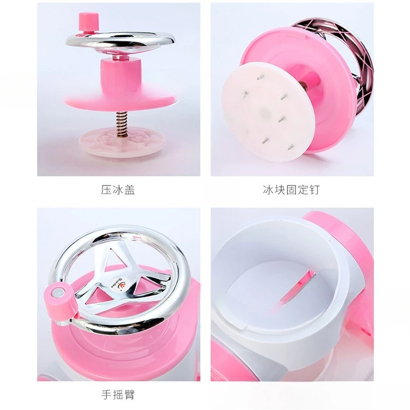Mini Manual Ice Shaver, Hand-Crank Snow Cone Maker with Stainless Steel Blade for Kids DIY,Portable Ice Crusher for Home/Camping