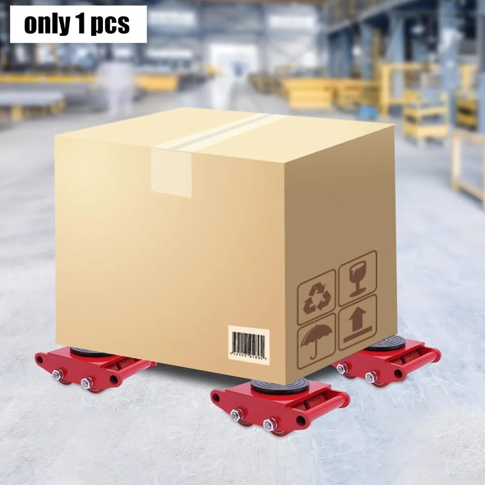 6T Reinforced Castors Set Transport Castors Machine Mover Transport Chassis Industrial Scooter Heavy Duty Castors Mover Red