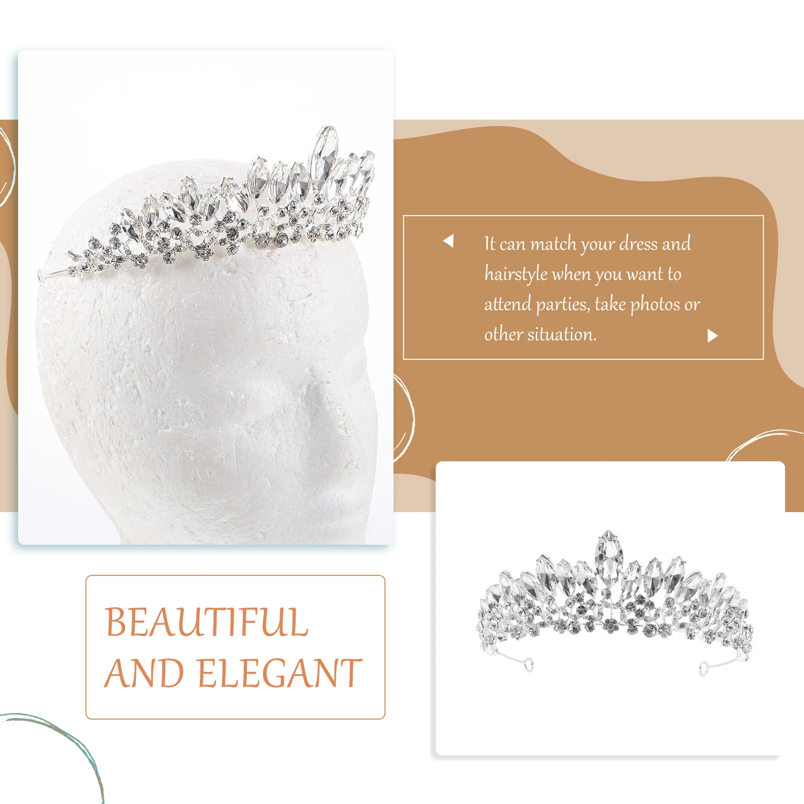 

Wedding Headpiece for Bride Bridal Tiara Hair Accessories Tiaras Women Crowns Vintage Rhinestone