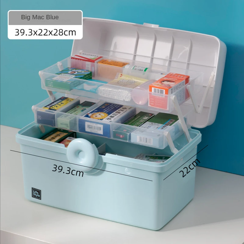 

AISITIN Medicine Box Storage Sorting Box Plastic Multi-layer Convenient First-aid Home Medicine Medical Kit with Large Capacity