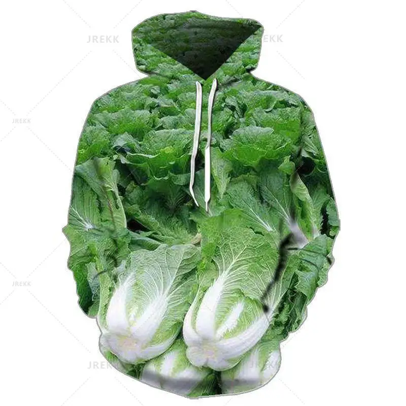 Sudadera con capucha para hombre y mujer, suéter con estampado 3D de vegetales verdes orgánicos, ropa y2k, Otoño e Invierno