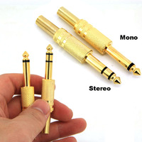 1pcs 4pcs Gold Plated 6.35mm Male 1/4 Mono stereo solder audio Jack Plug Connector Soldering for KTV J17