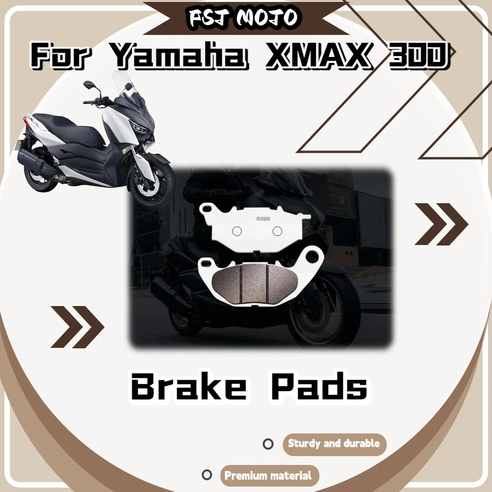 For YAMAHA XMAX300 Carbon‑Copper Based Brake Pads, Low‑Noise High‑Friction Front & Rear Disc Brake Pads Mod Accessories