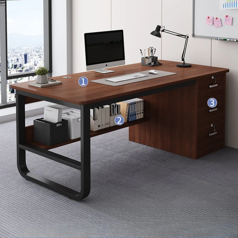 Stable Computer Desk Desktop Simple Single with Drawer Lock Desk Modern Office Staff Desk