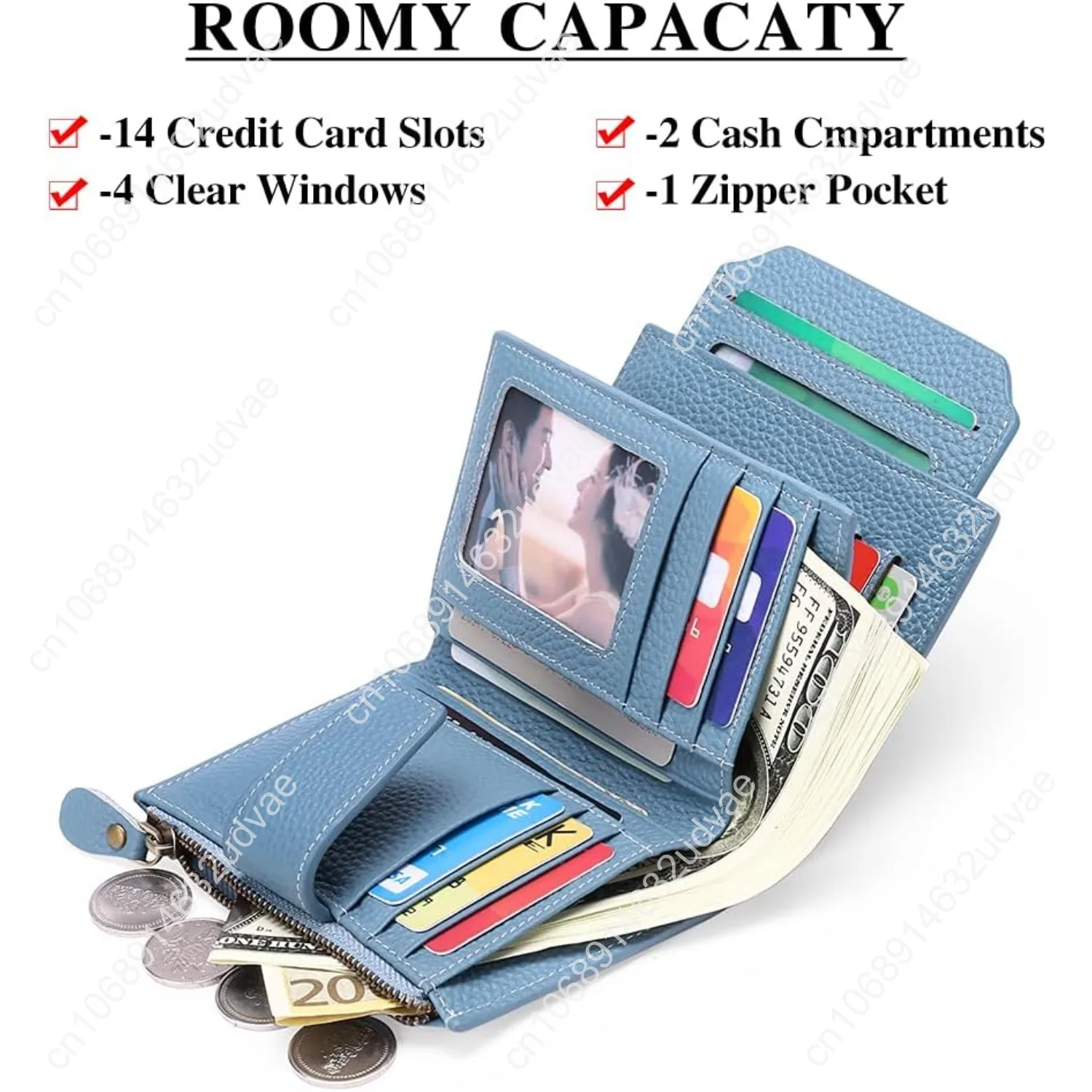 FALAN MULE Small Wallet for Women Leather Bifold Compact RFID Blocking Small Womens Wallet