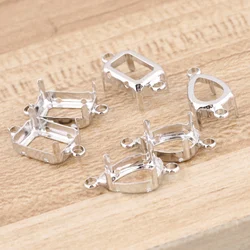 20pcs Earring Bracelet Connector Claw Base Setting Blanks For 10x14mm Rectangle Teardrop Rhinestones Diy Jewelry Making