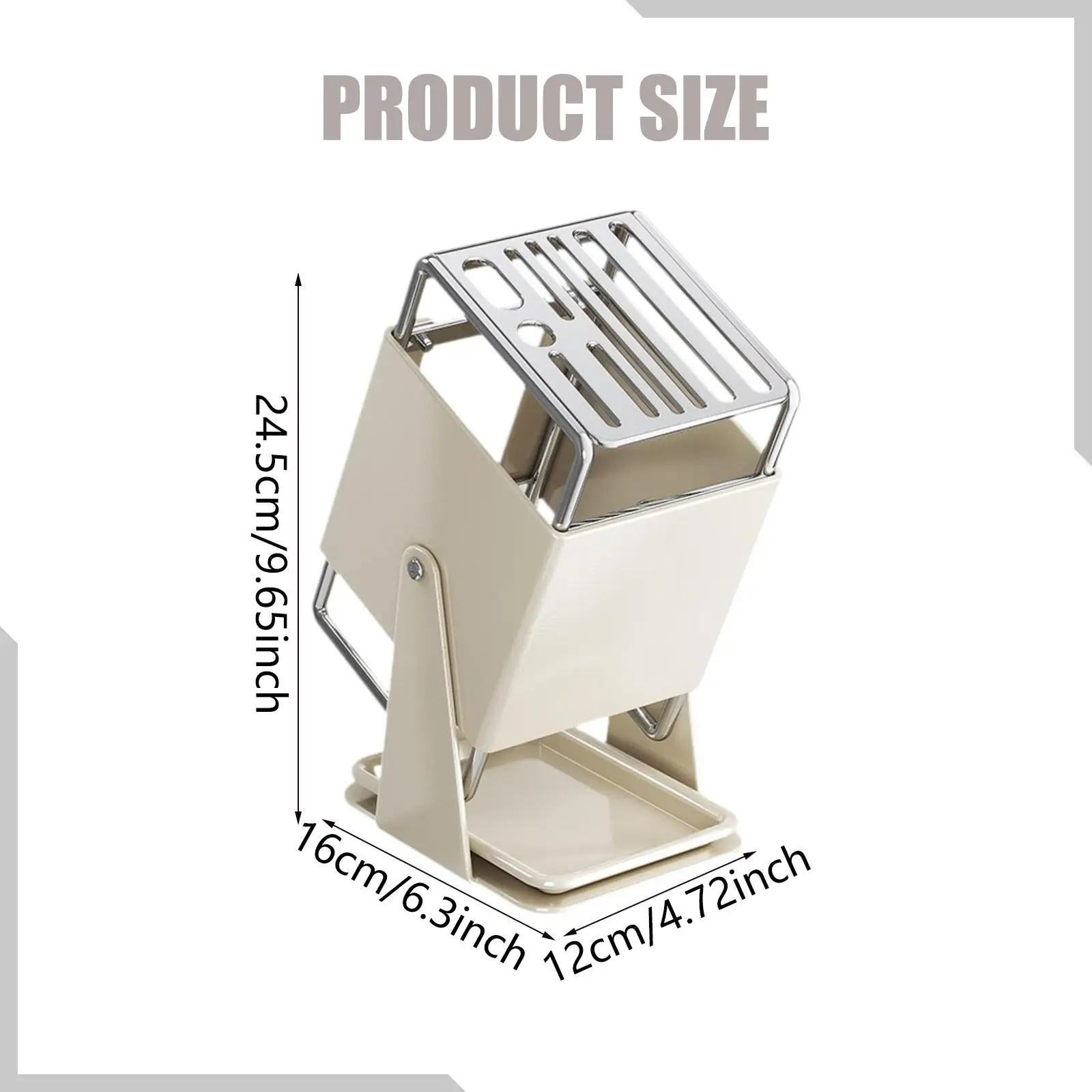 

Kitchen Accessories Organizer Stainless Steel Rotating Knife Holder with Drain Tray for Home or Restaurant Workstation