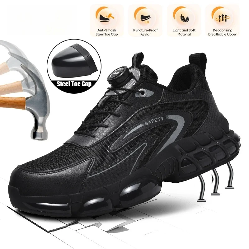 

Зимняя мужская рабочая обувь с вращающейся пряжкой, модная повседневная обувь, женская защитная обувь с защитой от ударов и проколов, защитные ботинки