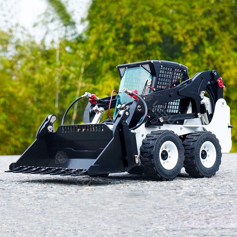 1/14 RC Metal Wheeled Bobcat Skid Steer Loader Small Bulldozer Engineering Hydraulic Machinery Model RD-A0008 Spray Paintversion