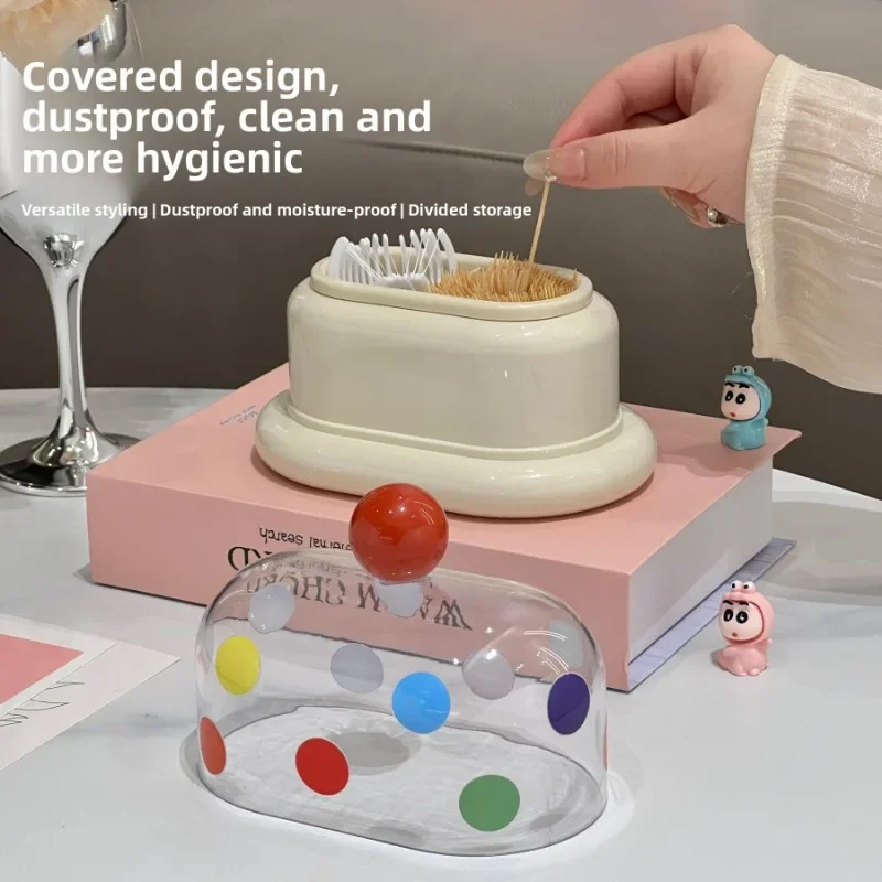 1PCS Creative Dopamine Toothpick Plastic Multi-Purpose Cotton Swab Floss for Living Room Tabletop Home Desktop Storage Box