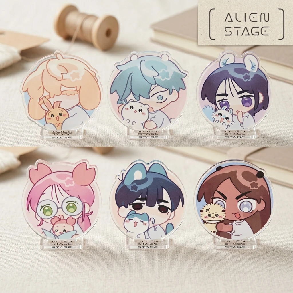 Alien Stage Full Set Series 2026 New Arrival Co‑branded Acrylic Stand Mizi Sua Latest Cute Round Anime Desktop Ornament Keychain