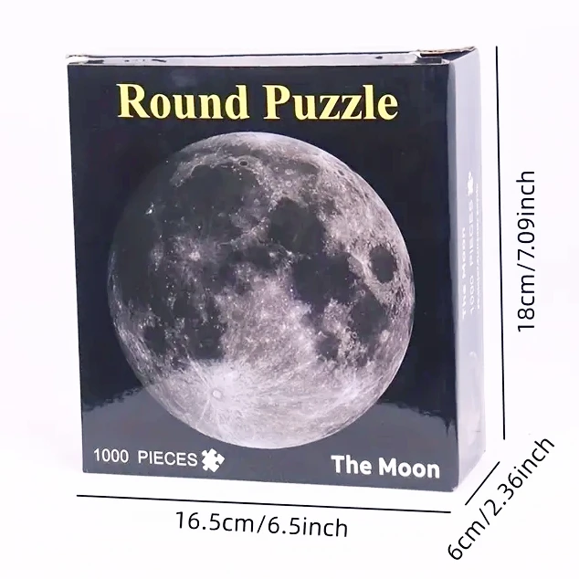 1000 Pieces Adult Round Moon Puzzle Space Theme Challenge Difficult Brain Teaser Learning Educational Fun Puzzle Game