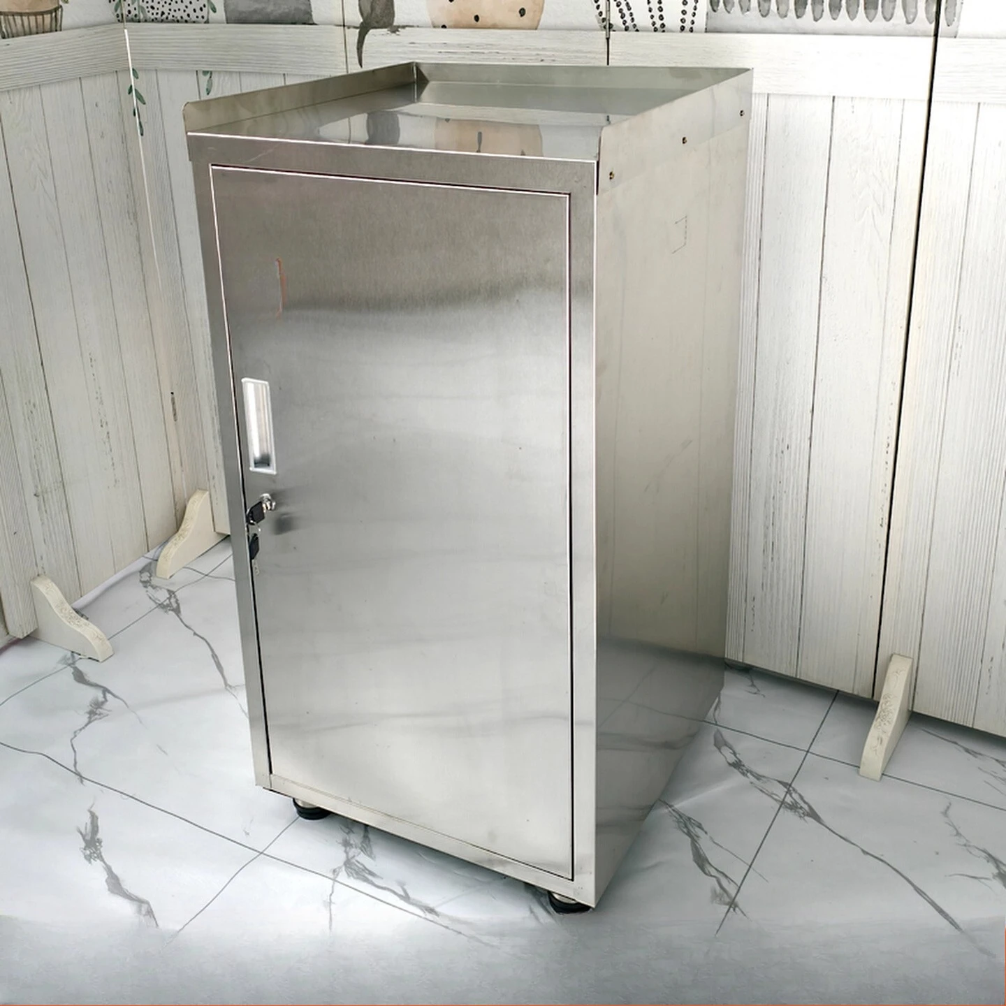 Stainless steel gas bottle  stove cabinet kitchen rack tea cabinet bucket e****mical single door locker