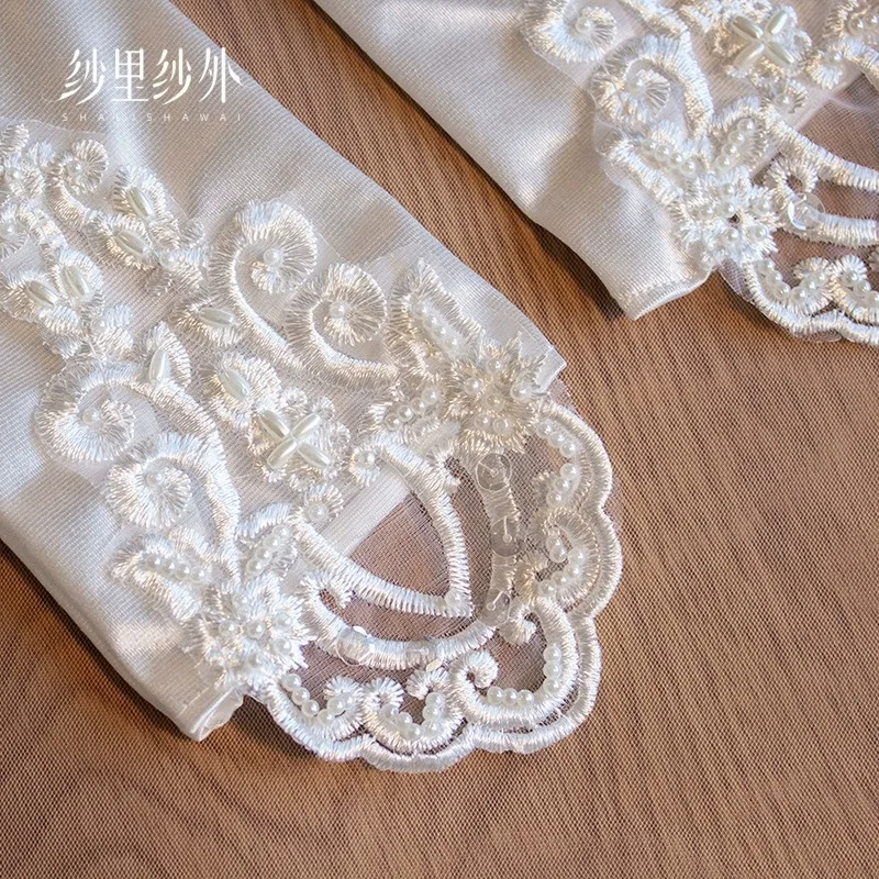 Elegant Princess Bride Gloves For Wedding Party Lace Satin Eblow Length Bridal Accessory Evening Formal Christmals Party Gloves