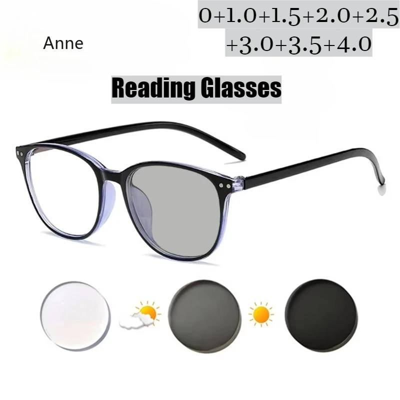 

Lightweight Small Round Reading Glasses Eyeware High Quality Women Anti Blue Light Eyeware Photochromic Prescription Eyeglasses