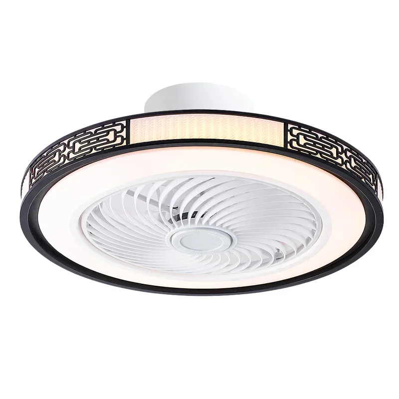 새로운 중국식 팬 조명 식당 침실 검정색 팬 날개 샹들리에