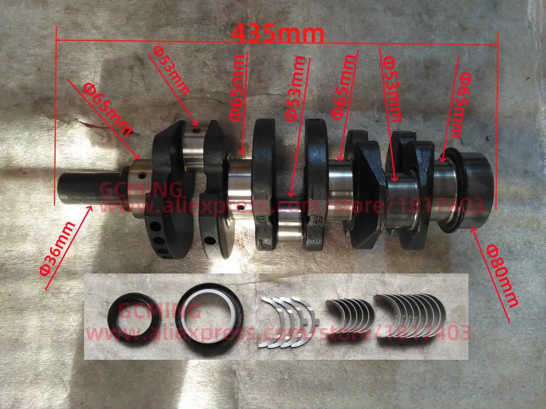 

Laidong LL385BT-05003 crankshaft , main bearing , connecting rod bearing shell , thrust piece , crankshaft's oil seal , LL385B