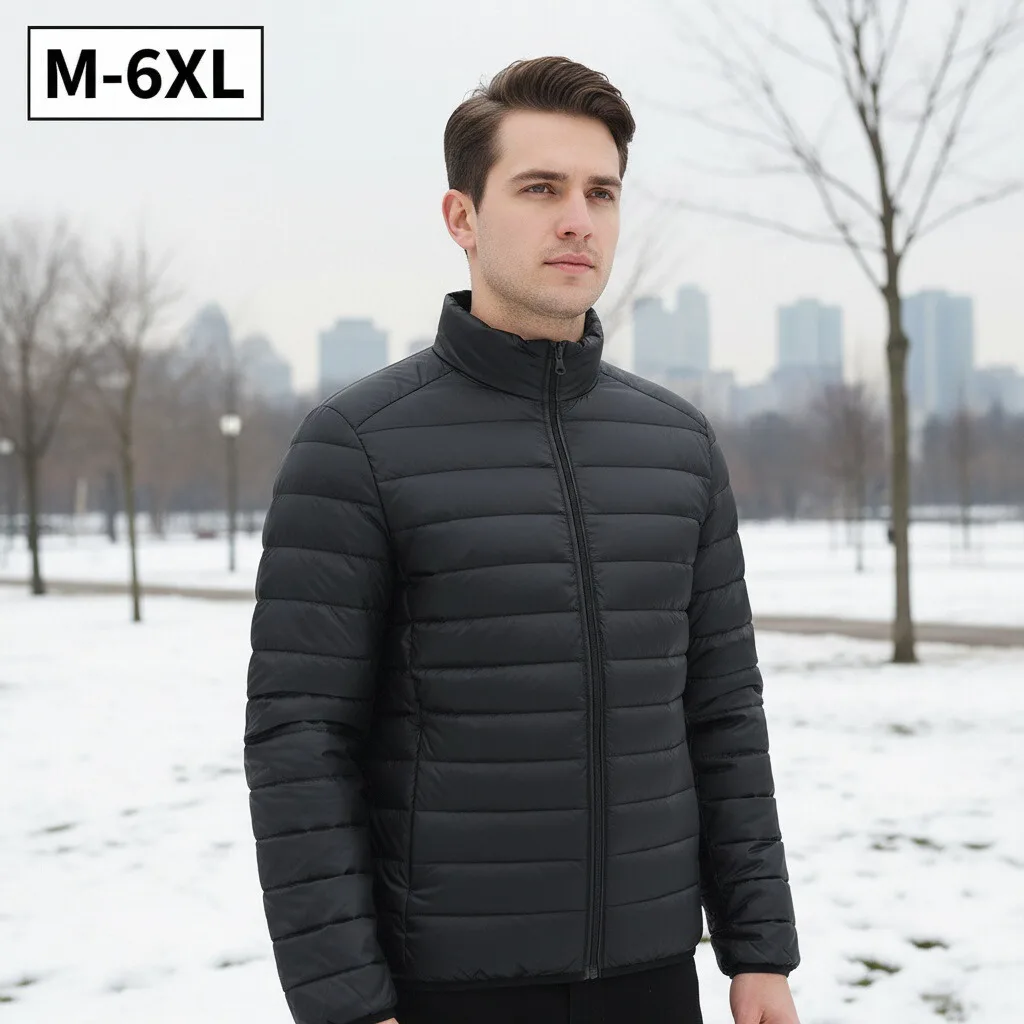 سترة خفيفة الوزن للرجال للعمل في الهواء الطلق سترات مبطنة دافئة مقاومة للرياح وياقة واقفة على الطراز الحضري سترة شتوية مقاومة للبرد