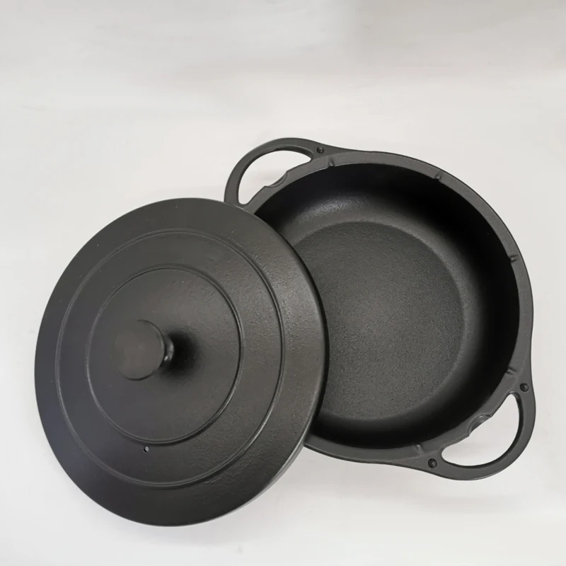 Multi-function Black Enameled Casserole with Cover, Cast Iron, Dutch Oven Stew Pot, 31cm