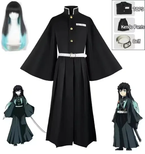 

Anime Demon Slayer Demon Killer Kimetsu No Yaiba Tokitou Muichirou Cosplay Costume Wig Halloween Party Costume Adult Kid