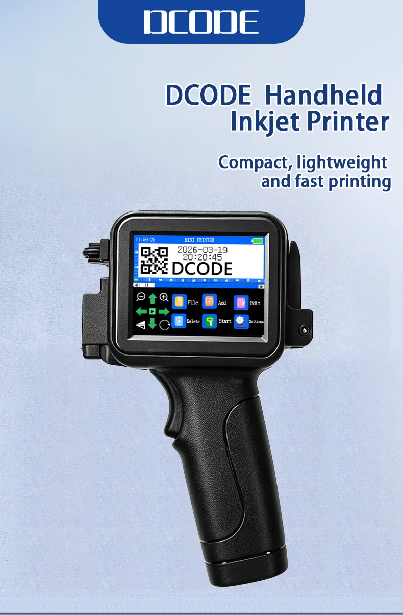 XTMINI 12.7mm Handheld Inkjet Printer Portable Printers Text QR Barcode Batch Nu