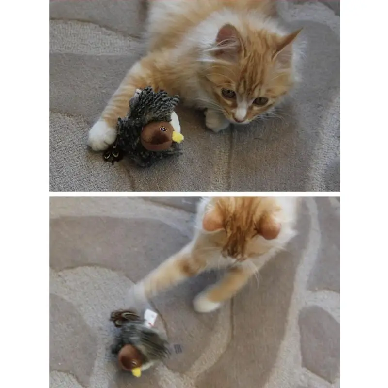 Cat Toy Sparrow Shaped Bird Simulation Sound Toy Interactive Vocal Cat Toy Realistic Good Quality Materials Stuffed Pet Toy