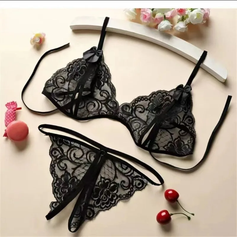 New Sexy Women\'s Open Range Underwear Feminine Lace Sexy Lingerie Women Sex Suit thong Range Temptation Three Point Underwear