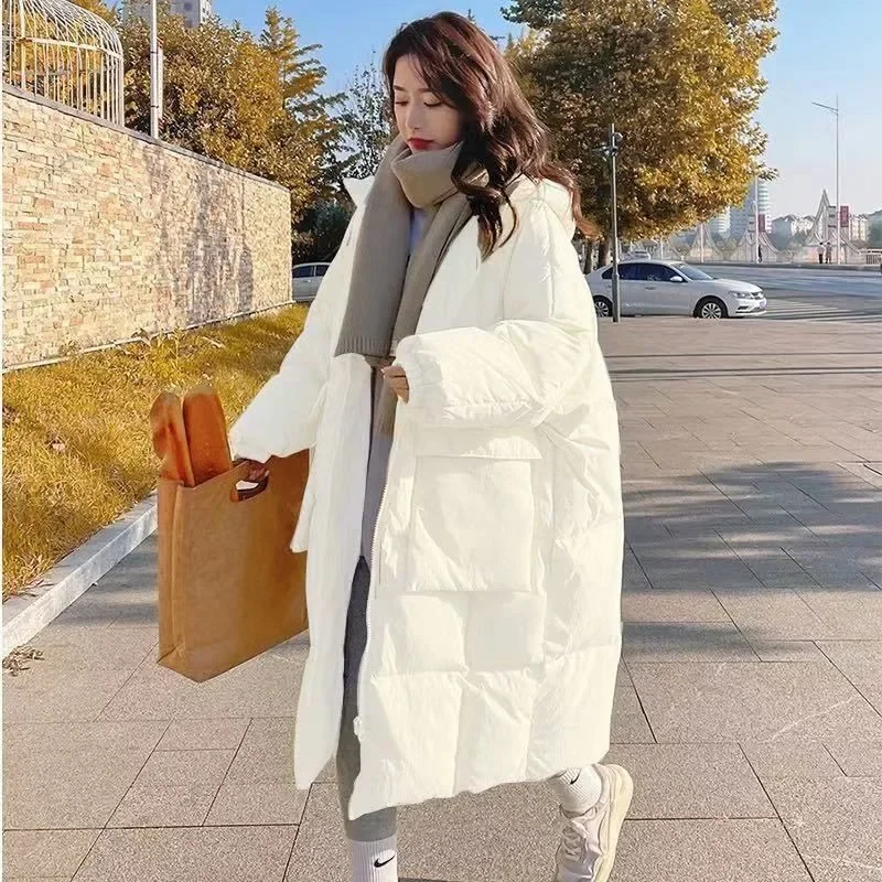 Milk Yellow Down Padded Jacket Women\'s Long Over The Knee 2025 Winter Thick Padded Jacket Korean Version Bread Coat Tide Winter