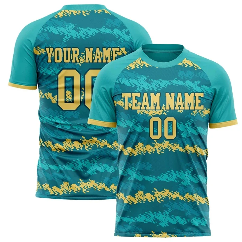 

Customized Team Name Number Name Football T-shirts Personalized DIY O Neck Teal Sports T Shirts Loose Quick Dry Team Uniforms